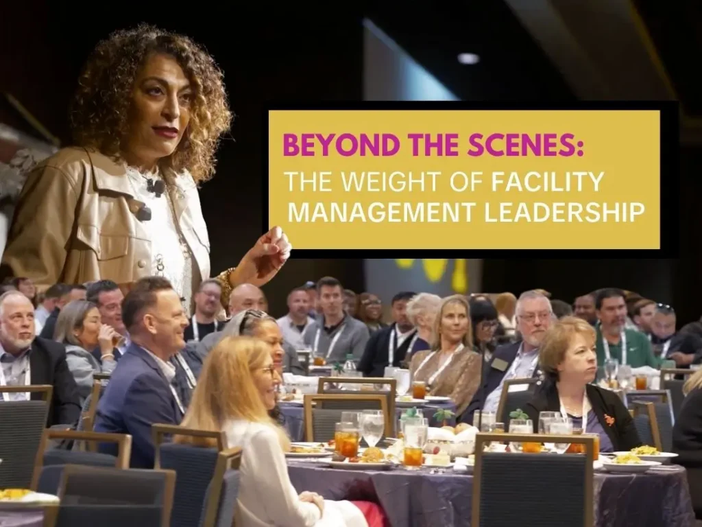 Dorice Horenstein, Champion Catalyst Speaker and Positive Intelligence Expert, presenting "The Weight of Facility Management Leadership" to a large audience at an IFMA community event. Dorice Horenstein shares 3 leadership mindset shifts—from reactive to proactive, saboteur to sage, and passive to experiential.