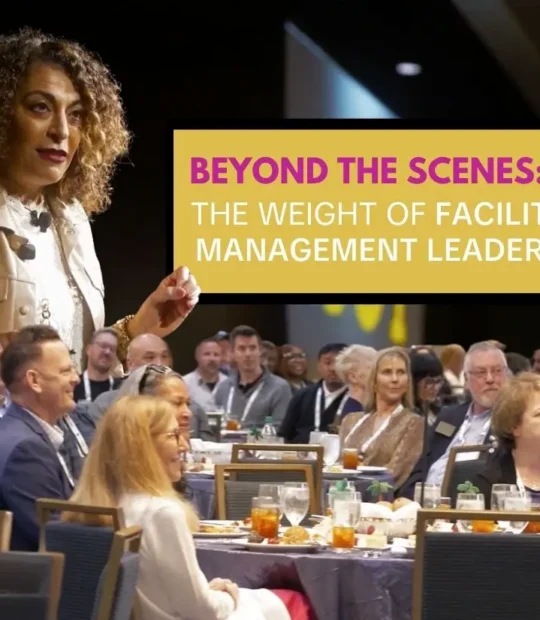 Dorice Horenstein, Champion Catalyst Speaker and Positive Intelligence Expert, presenting "The Weight of Facility Management Leadership" to a large audience at an IFMA community event. Dorice Horenstein shares 3 leadership mindset shifts—from reactive to proactive, saboteur to sage, and passive to experiential.
