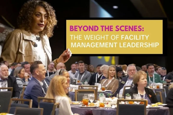 Dorice Horenstein, Champion Catalyst Speaker and Positive Intelligence Expert, presenting "The Weight of Facility Management Leadership" to a large audience at an IFMA community event. Dorice Horenstein shares 3 leadership mindset shifts—from reactive to proactive, saboteur to sage, and passive to experiential.