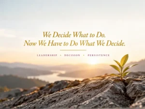 We Decide What to Do. Now We Have to Do What We Decide. Leadership, Decision, Persistence.