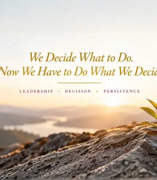 We Decide What to Do. Now We Have to Do What We Decide. Leadership, Decision, Persistence.