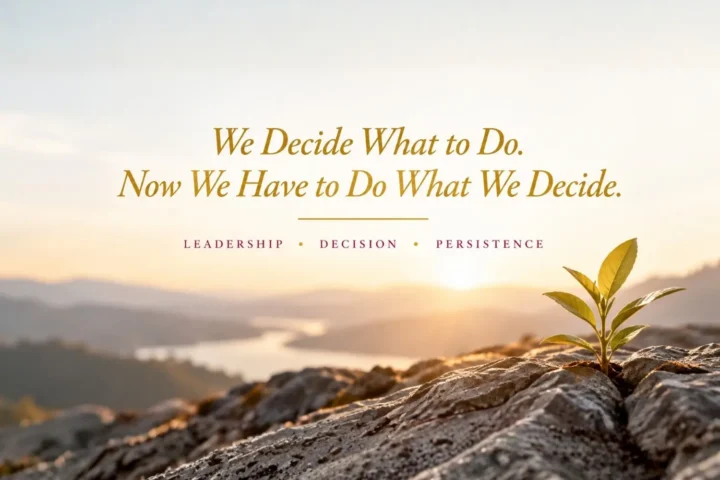 We Decide What to Do. Now We Have to Do What We Decide. Leadership, Decision, Persistence.