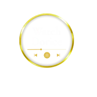 Gold circular emblem with the words “Watch Dorice” in white, featuring a media control bar and play button at the bottom, on a black background.